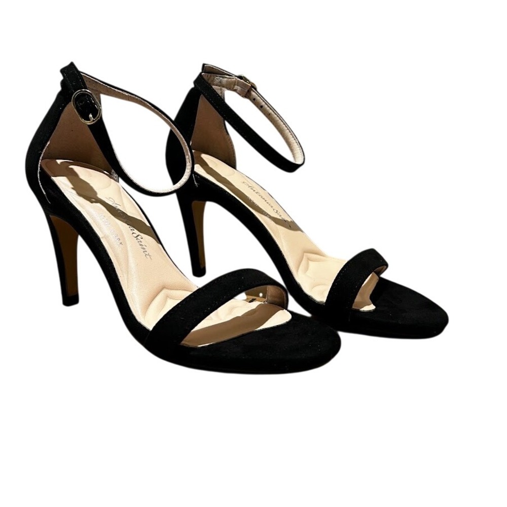 Antonia Saint NY Tina Party Stiletto Black Ultra Suede, Size 5.5